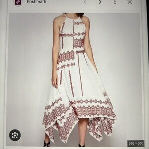 Joie Cotton Dress White with Red Embroidery SZ12